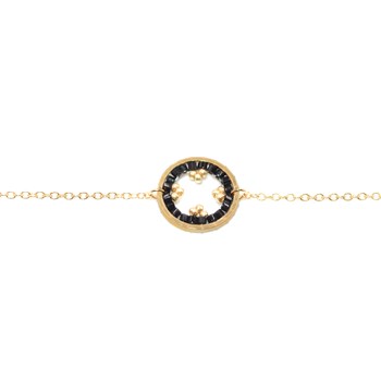 Bracelet  avec anneau tissé de perles miyuki noir- Doré à l'or fin