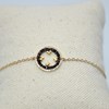 Bracelet  avec anneau tissé de perles miyuki noir- Doré à l'or fin - vue V3