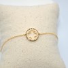 Bracelet  avec anneau tissé de perles miyuki blanc -Doré à l'or fin - vue V3