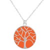 Collier arbre de vie en argent rhodié avec émail orange - vue V1