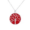 Collier arbre de vie en argent rhodié avec émail rouge - vue V1