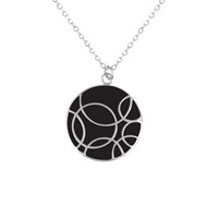 Collier cercles entrecroisés en argent rhodié avec émail noir