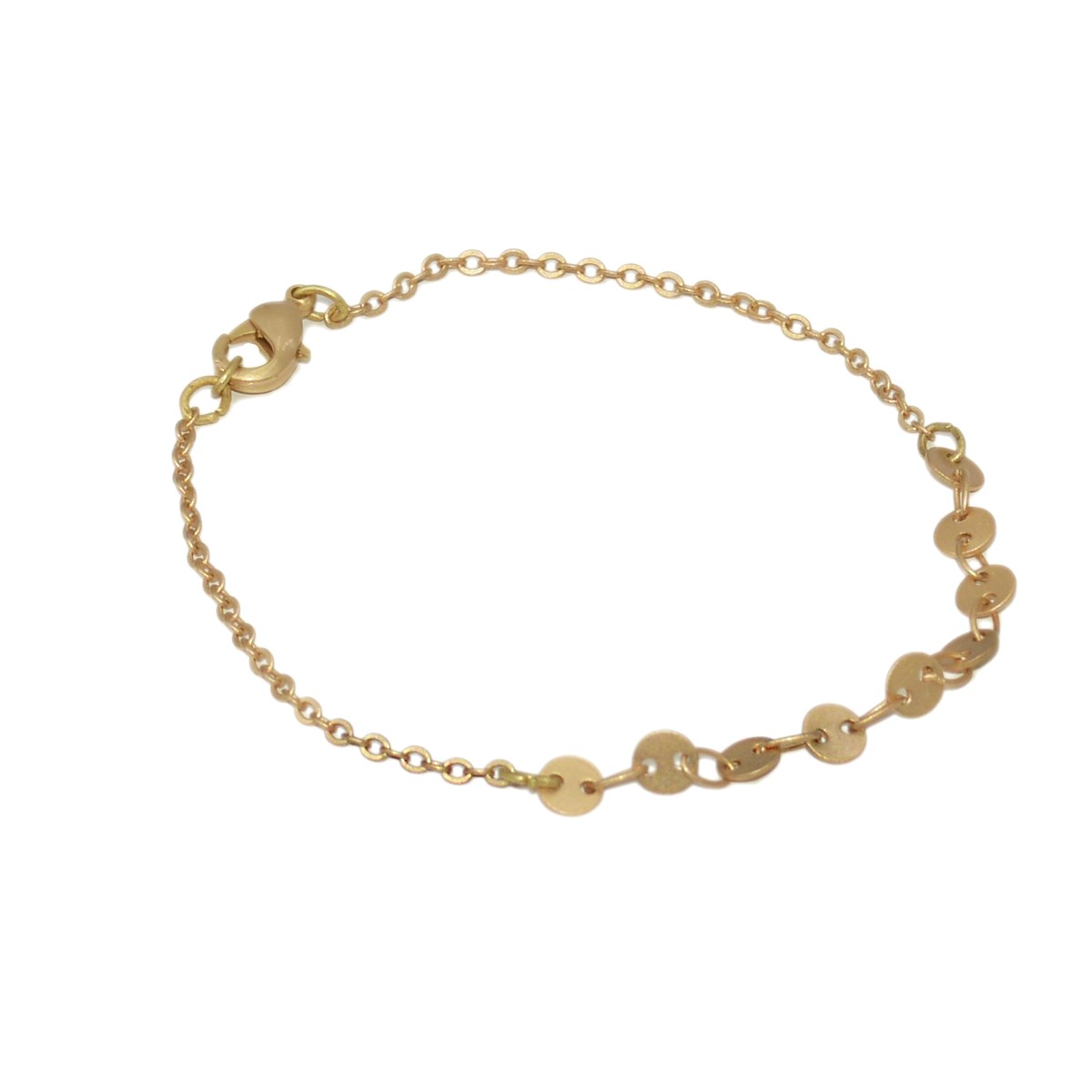 Bracelet  minimaliste chaîne disques-  doré à l'or fin Mat
