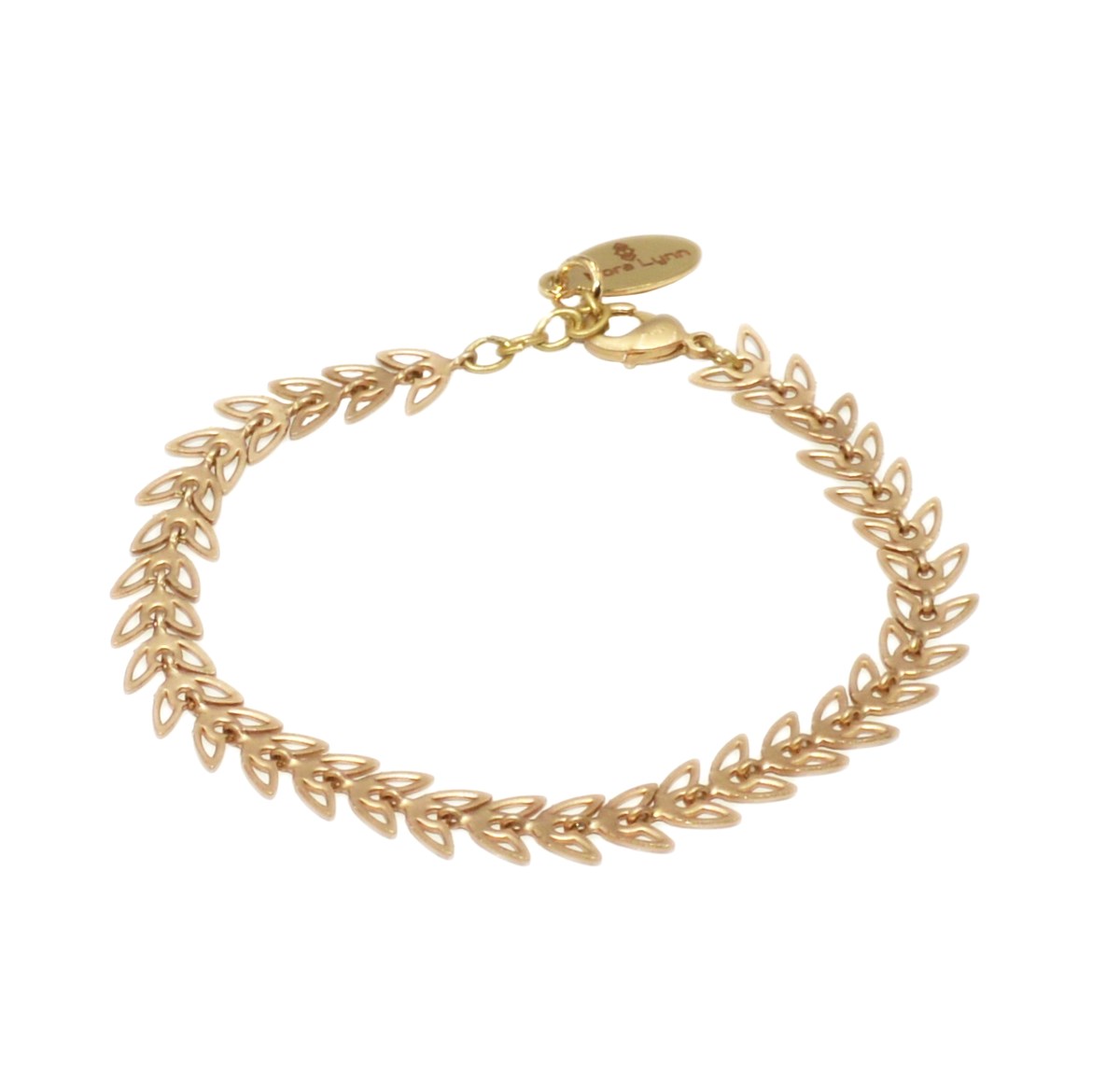 Bracelet minimaliste  chaine laurier -Doré à l or fin mat