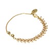 Bracelet minimaliste  chaine laurier et perles  Doré à l'or fin  mat - vue V1