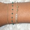 Bracelet minimaliste  chaine laurier et perles  Doré à l'or fin  mat - vue V3
