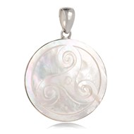 Pendentif Triskell Forme Ronde en Nacre et Argent 925