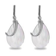 Boucles d'oreille en Nacre Blanche et Virgule Argent 925