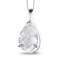 Pendentif Cristal facetté en forme poire monté sur argent fin