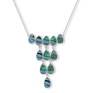 Collier chandelier gouttes de nacre abalone sur chaîne argent