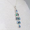 Pendentif Chandelier gouttes de nacre abalone serties d'argent - vue V2