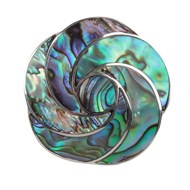Pendentif-Broche Nacre abalone forme Fleur rosace et argent 925-000