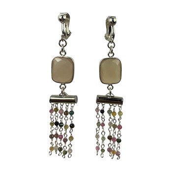 Boucles d'oreilles clips Chaturanga Argent
