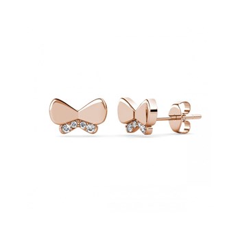 Vlinder Strik Oorbellen - Roségoud en Kristal
