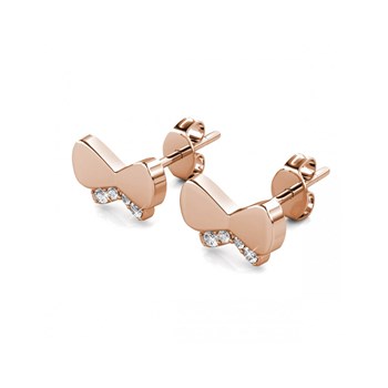 Vlinder Strik Oorbellen - Roségoud en Kristal