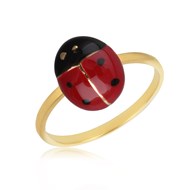 Bague coccinelle plaqué or émaillée réglable