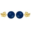 Boucles d'oreille plaqué or boule agate bleue 8MM - vue V1