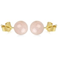 Boucles d'oreille plaqué or boule quartz rose 8MM