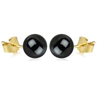 Boucles d'oreille plaqué or boule hematite 10MM