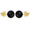 Boucles d'oreille plaqué or boule onyx 10MM - vue V1