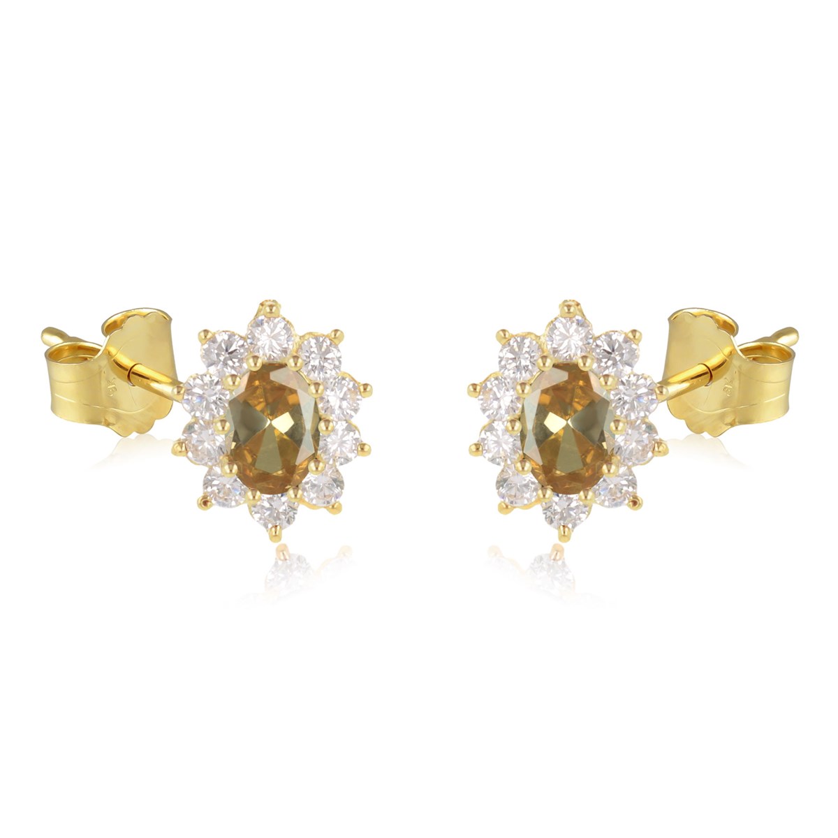 Boucles d'oreille plaqué or cubic zirconia champagne avec cubic zirconia