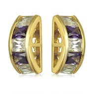 Boucles d'oreille plaqué or amethyste cubic zirconia et cubic zirconia