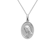 Collier femme médaille de la vierge Marie Argent 925 Rhodié