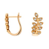 Boucles d'oreilles créole feuille de laurier serti d'oxydes de zirconium Plaqué or 750 3 microns