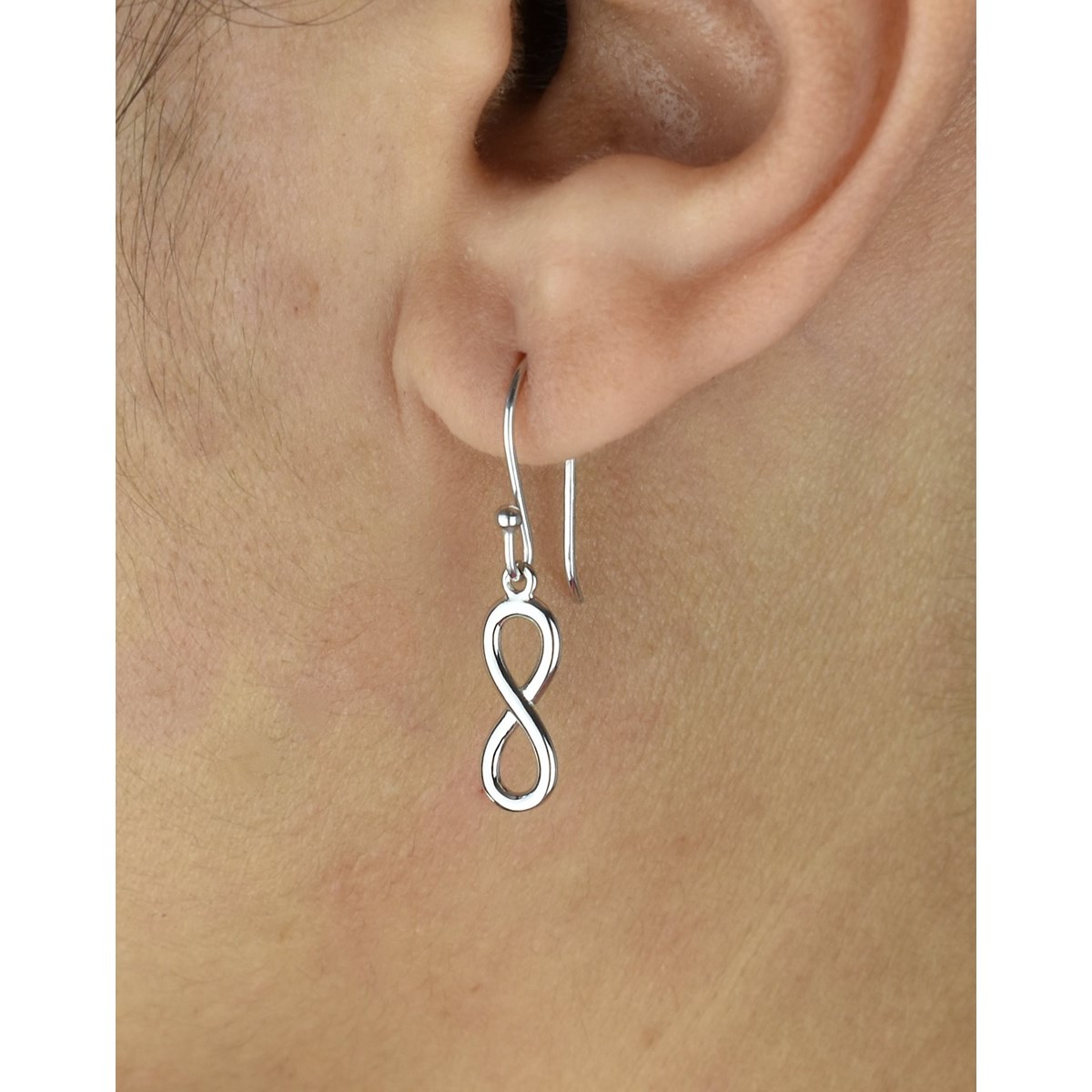 Boucles d'oreilles pendantes infini Argent 925 Rhodié - vue 2