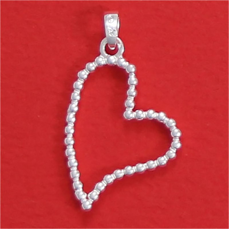Pendentif coeur stylisé orné de mini perles argent massif - vue 3