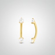 Piercing d'arcade or jaune deux zircons