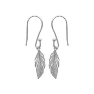 Boucles d'oreilles pendantes plume Argent 925 Rhodié