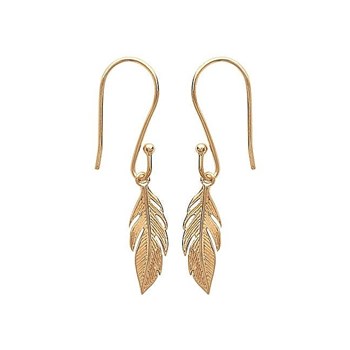 Gold-plated feather earrings 750 3 microns