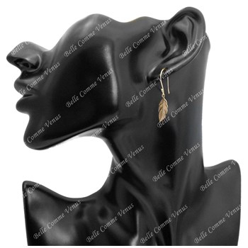 Gold-plated feather earrings 750 3 microns