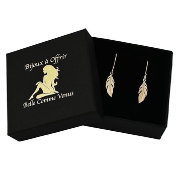 Gold-plated feather earrings 750 3 microns