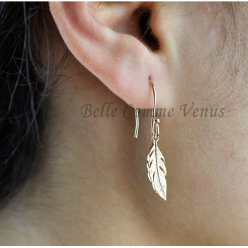 Gold-plated feather earrings 750 3 microns