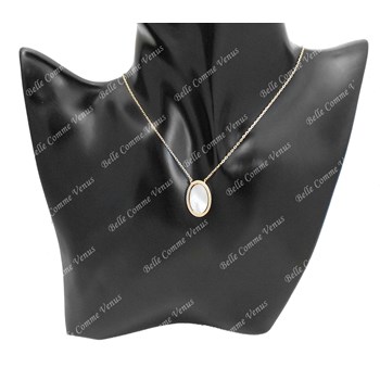 Parelmoer en natuursteen medaillon ketting 750 verguld 3 micron