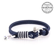 Bracelet Nautique Swarovski BeCharmed Bleu marine, Blanc