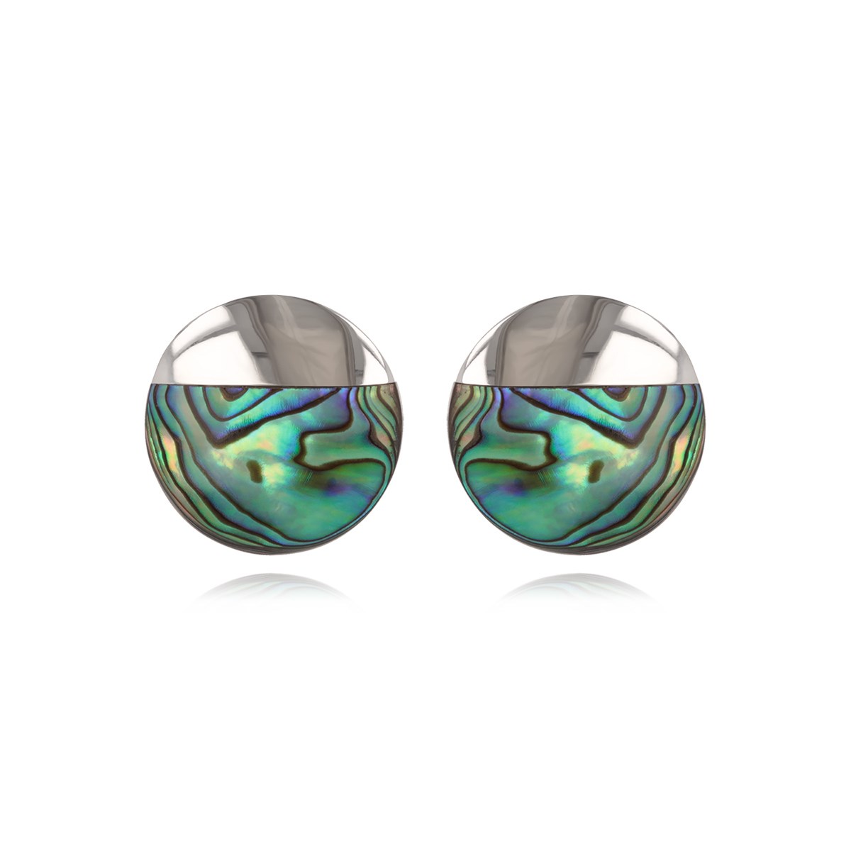Boucles d'oreilles disque Nacre abalone argent 925 - Bijoux élégants et tendance | Aden - vue 3