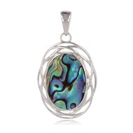Pendentif en nacre abalone naturelle dans son nid d'argent 925 rhodié