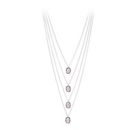 Collier argent rhodie multi rangs pierres poudré