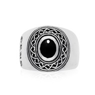 Bague Homme Argent Ethnique Tribal Onyx