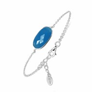 Bracelet Argent Rhodié Galet Facette Bleu