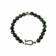 Bracelet argent mousqueton et pierres naturelles tigre vert