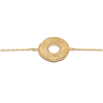 Bracelet femme pastille motif ciselé en plaqué or