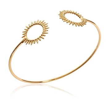 Bracelet femme jonc motif soleil semi ouvert ajustable en plaqué or