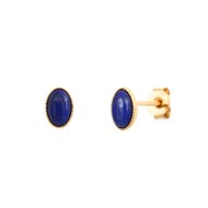 Boucles d'oreilles dorées à l'or fin lapis lazuli CAB OVALE