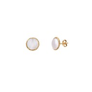 Boucles d'oreilles dorées à l'or fin nacre blanche LADY