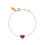 Bracelet doré à l'or fin cherry cristal rouge KUCHI HEART