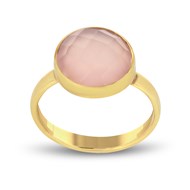 Bague Plaqué Or Quartz Rose Naturelle Facettée